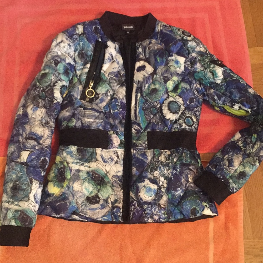 Just Cavalili Printed quilted jacket